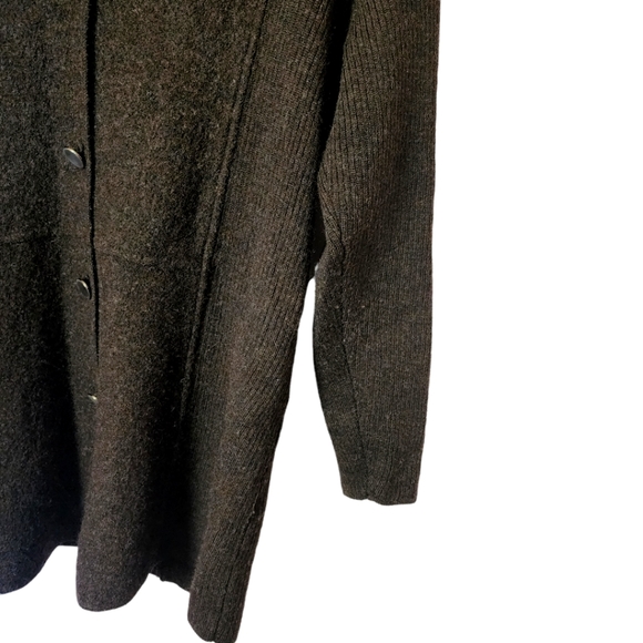 Brown 100% wool sweater cardigan 1x - Picture 5 of 7